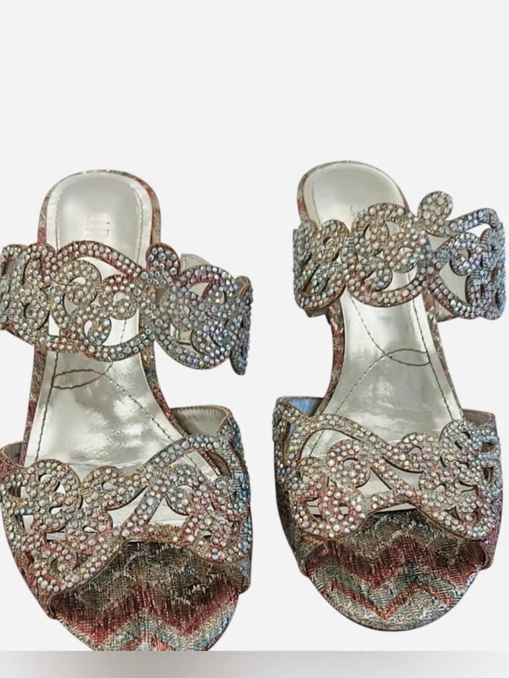 J.Renee Elegant Francie Silver and Pink Shimmering Heels 8W - Picture 3 of 9